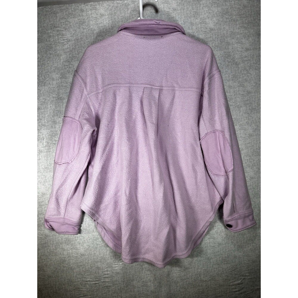 Black Tape_ Shirt-Jacket Women Sm Purple Fleece Distressed Stretch Button Collar - Picture 5 of 7